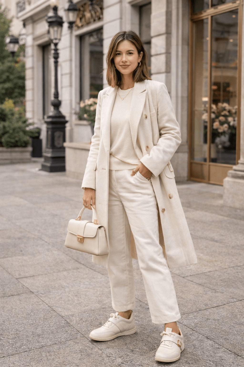 Hush Puppies 牛皮設計休閒鞋 (奶油色)