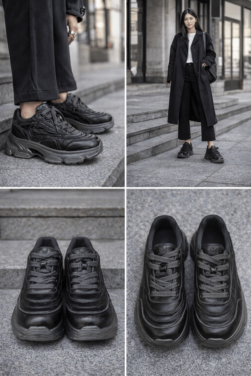 Hush Puppies 全黑率性厚底運動鞋