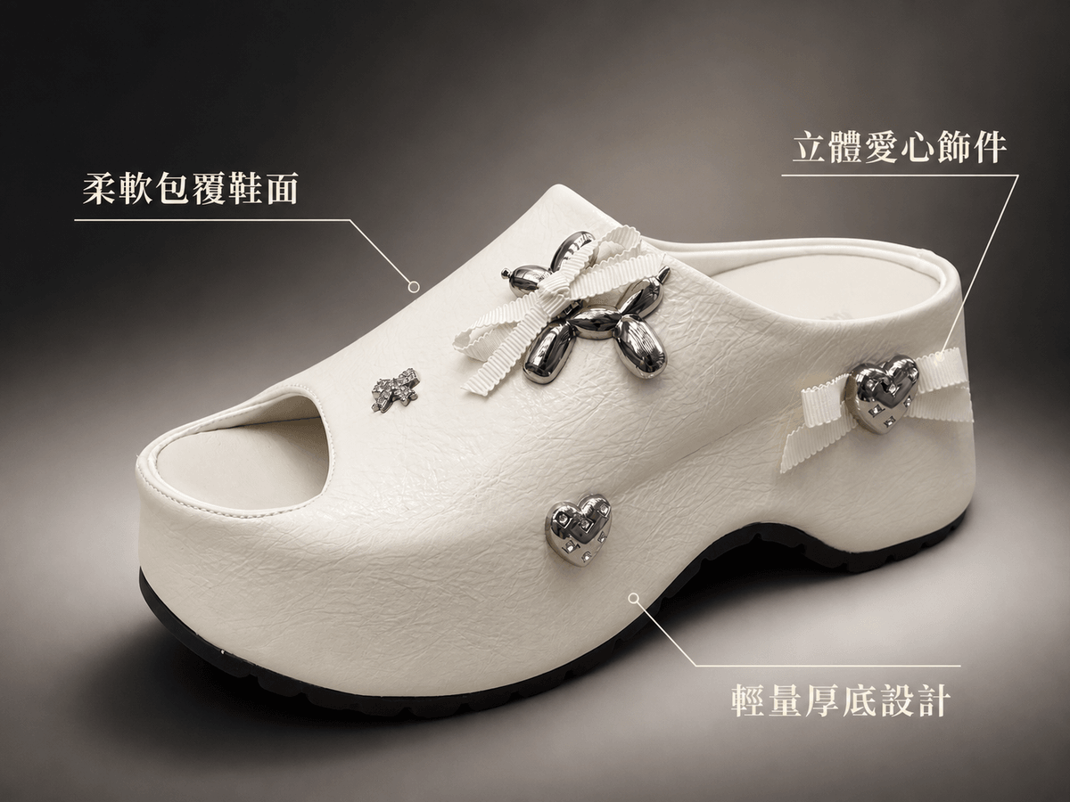 Hush Puppies 女款米白晶鑽飾件厚底鞋