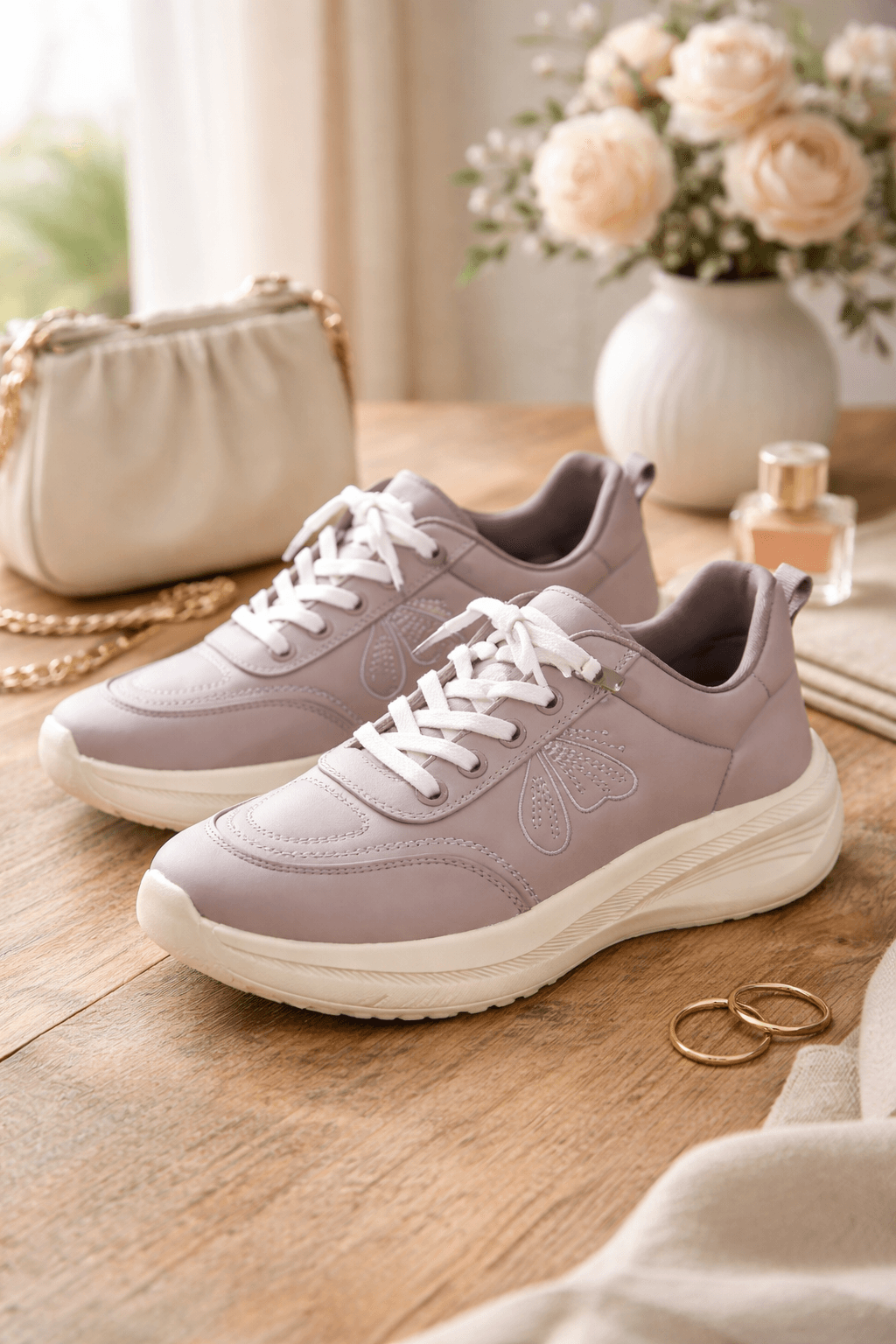 Hush Puppies 霧紫蝶影厚底休閒鞋