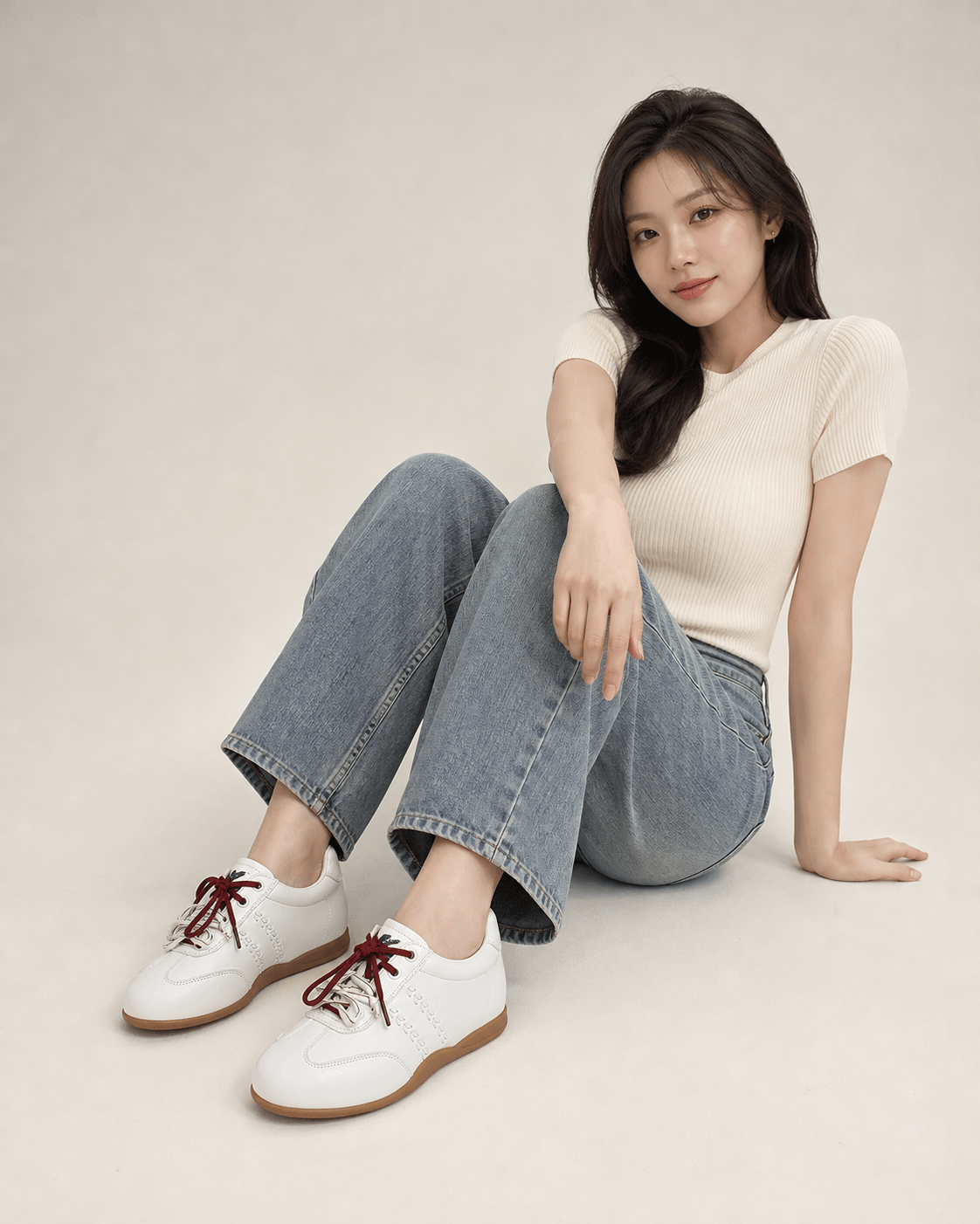Hush Puppies 白色紅繩復古休閒鞋