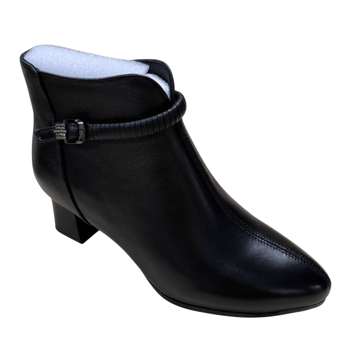 Hush Puppies 極軟羊皮尖頭繫帶粗跟短靴