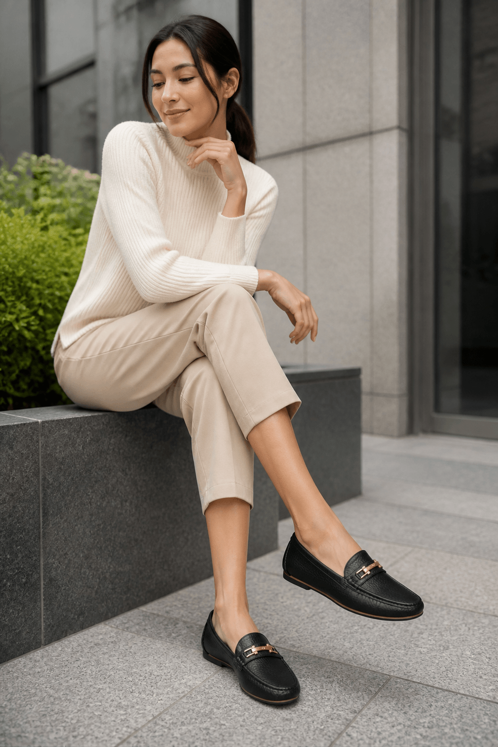 Hush Puppies 女款質感豆豆樂福鞋
