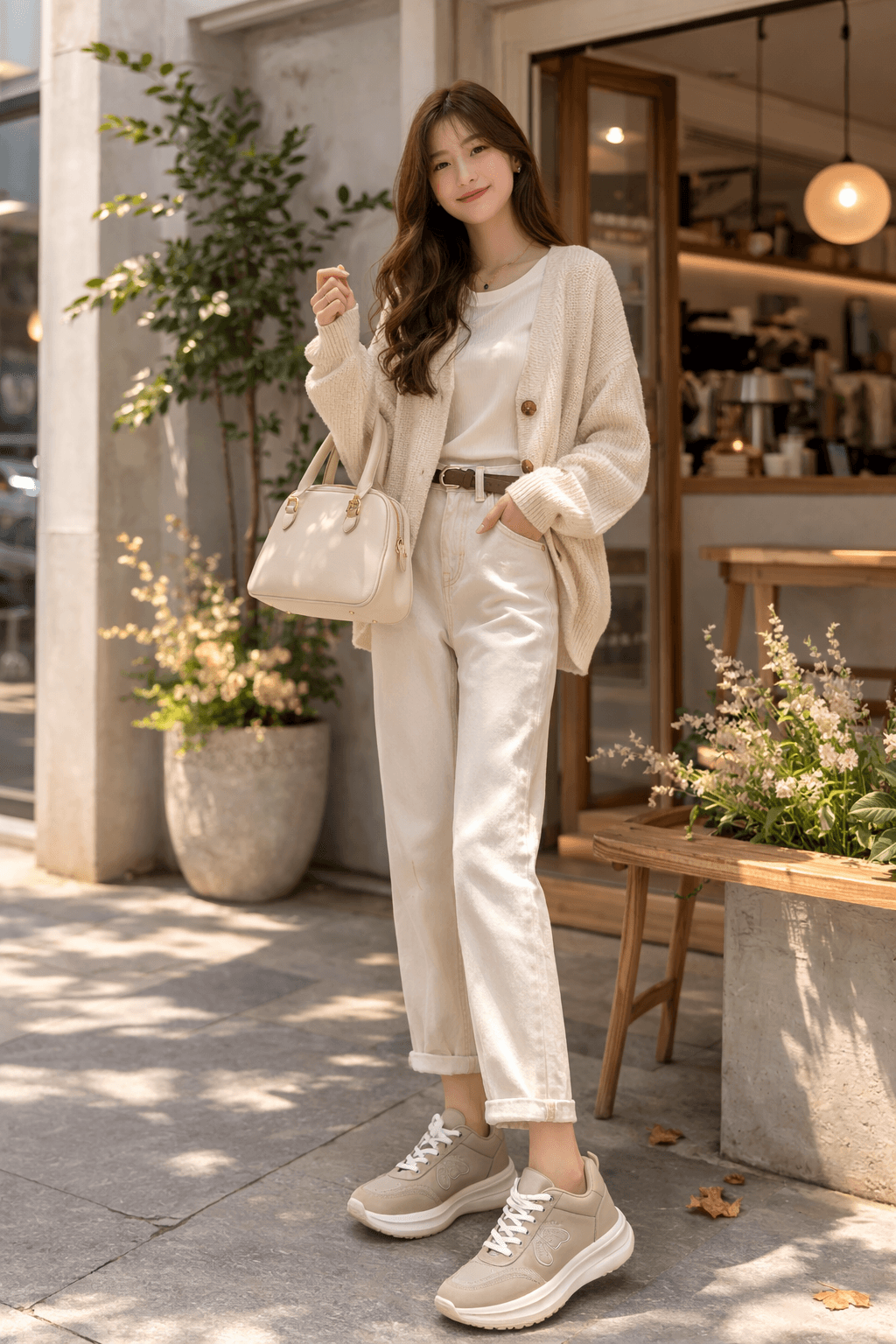 Hush Puppies 奶杏蝶影厚底休閒鞋