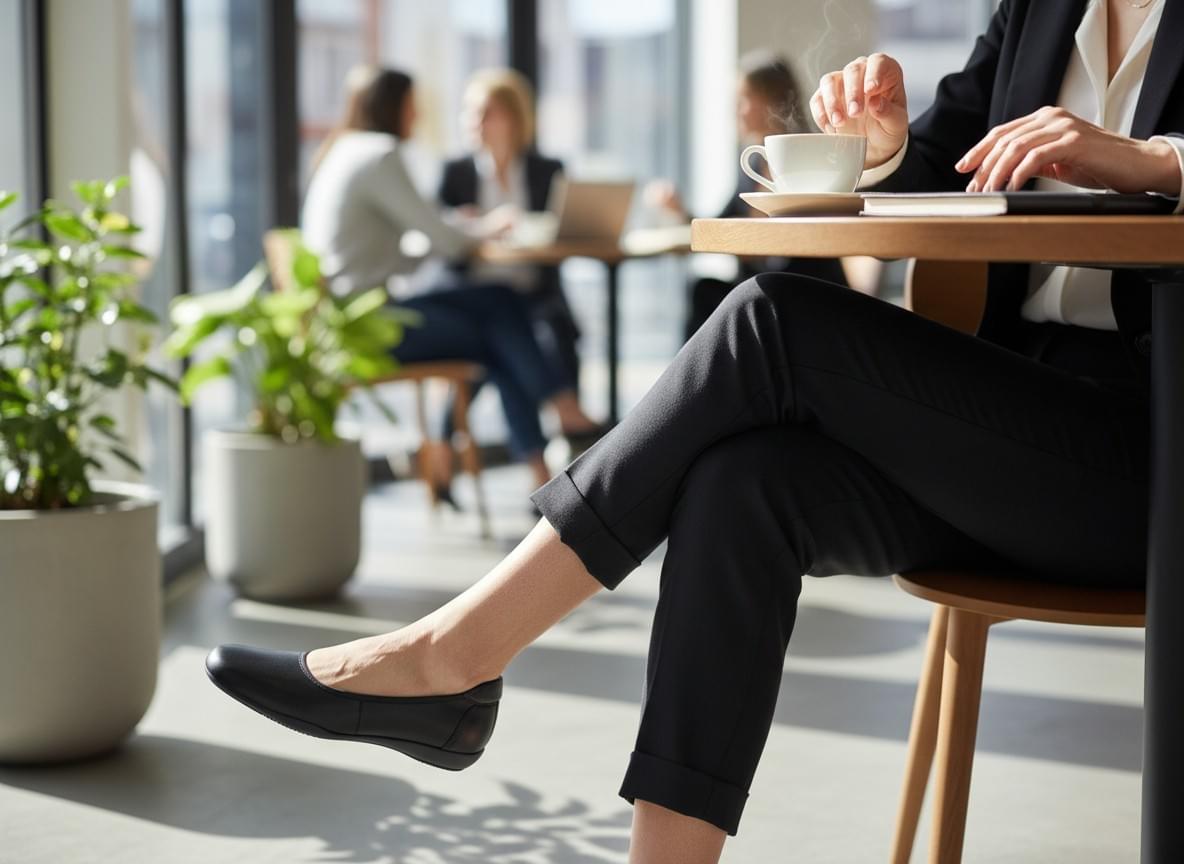 Hush Puppies極簡輕量牛皮楔型鞋（經典黑）