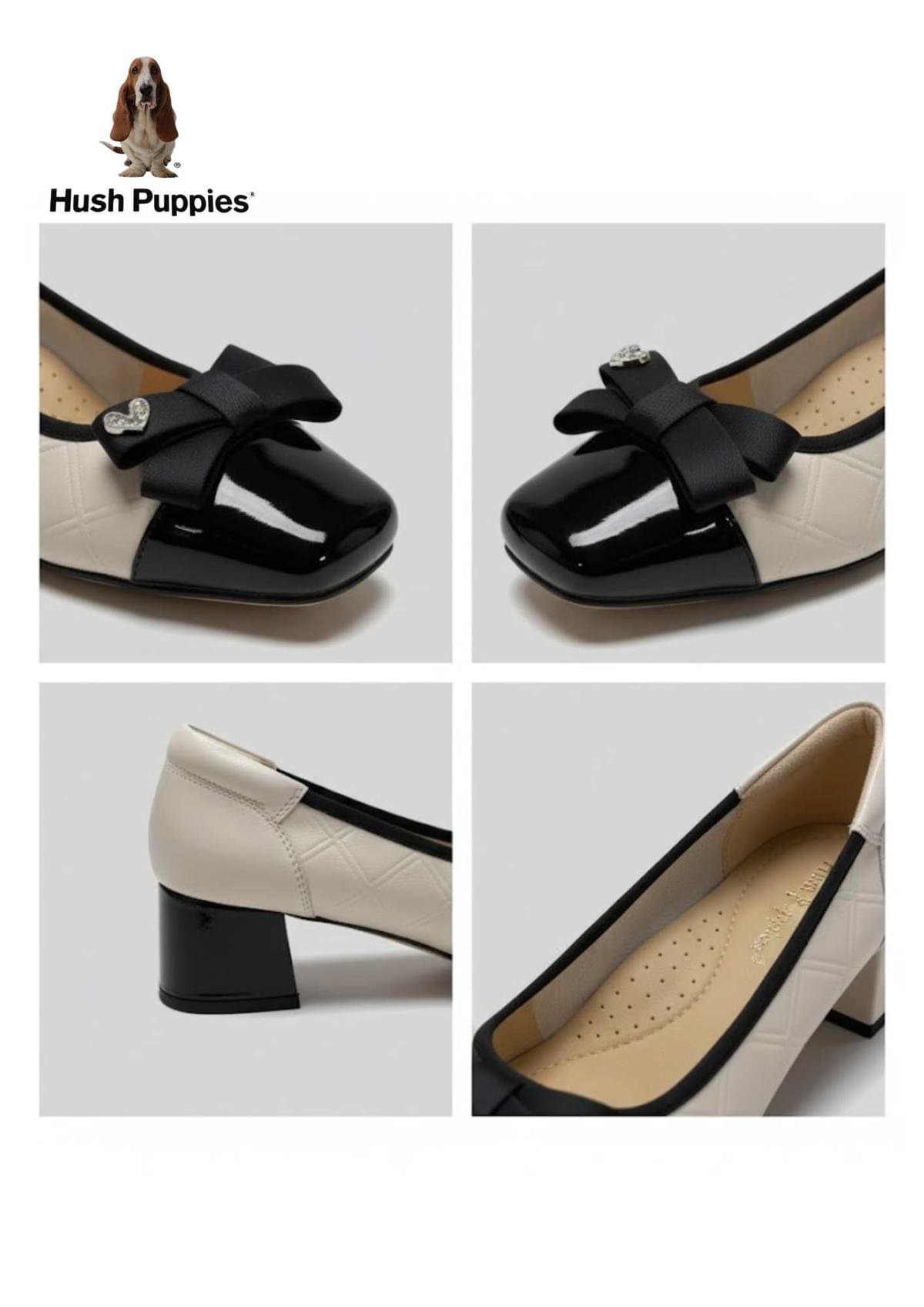 Hush Puppies 蝴蝶心金屬女低跟鞋
