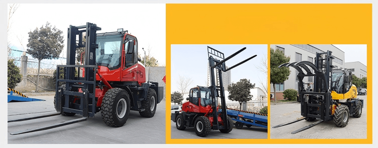 High Efficiency Rough Terrain 3 Ton Forklift Off-Road Tire Construction Site Forklift Rural Road