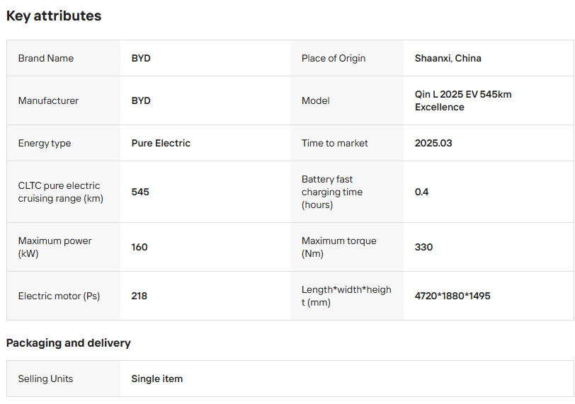 In Stock 2025 Flagship EV Car BYD Qin L Sedan Delivers Luxury 5-Seat Comfort China Premium Engineeri