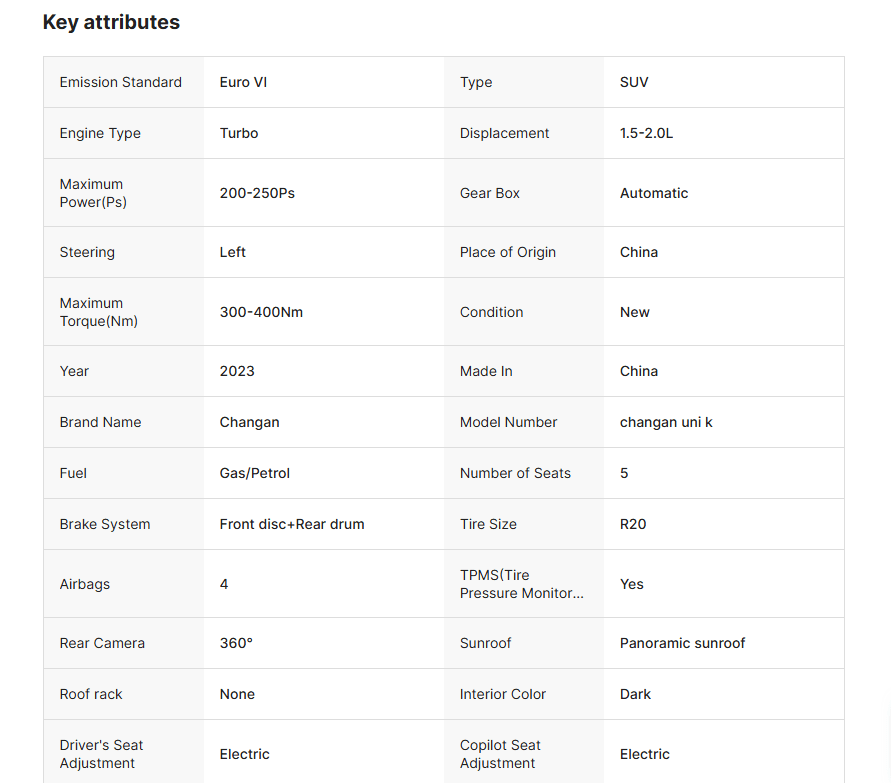 2024 New Uni k SUV Changan Uni-k 2.0T FWD 4WD Premium Edition Fuel Car