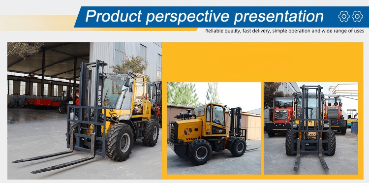 High Efficiency Rough Terrain 3 Ton Forklift Off-Road Tire Construction Site Forklift Rural Road