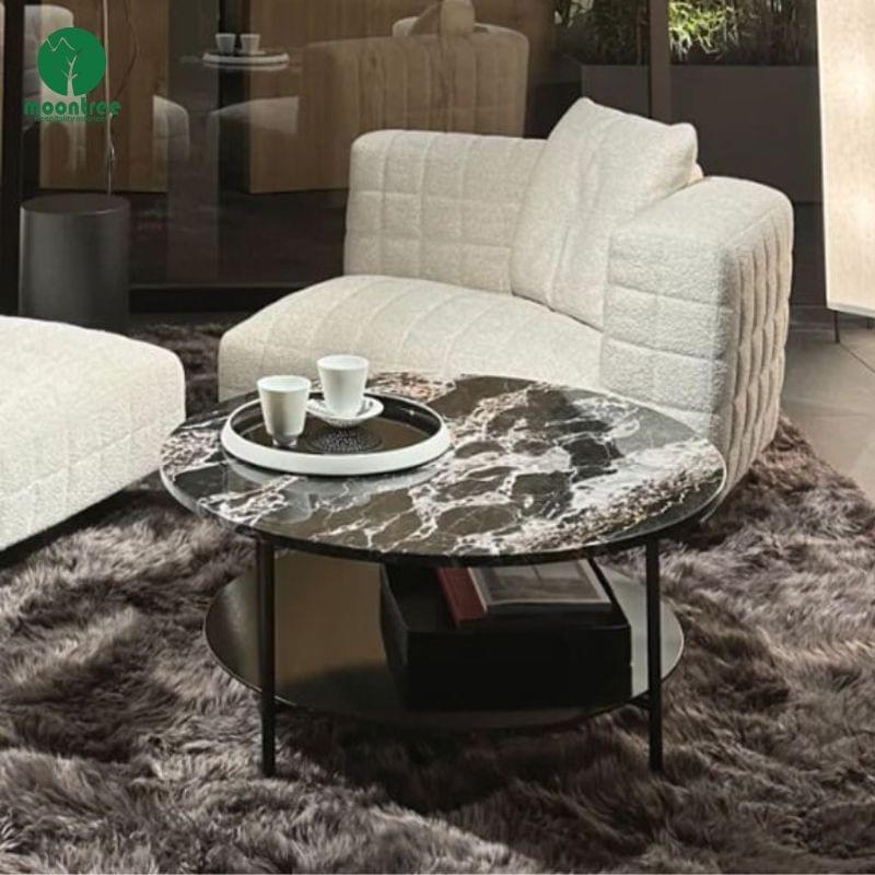 Moontree Square Marble Coffee Table Set with Gold Base