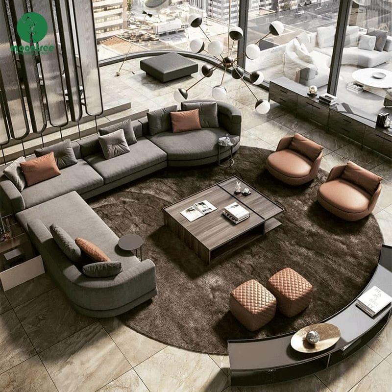 Moontree L-Shaped Curved Modular Sectional Sofa | Luxury Corner Sofa for Living Rooms & Hotel Lobbie