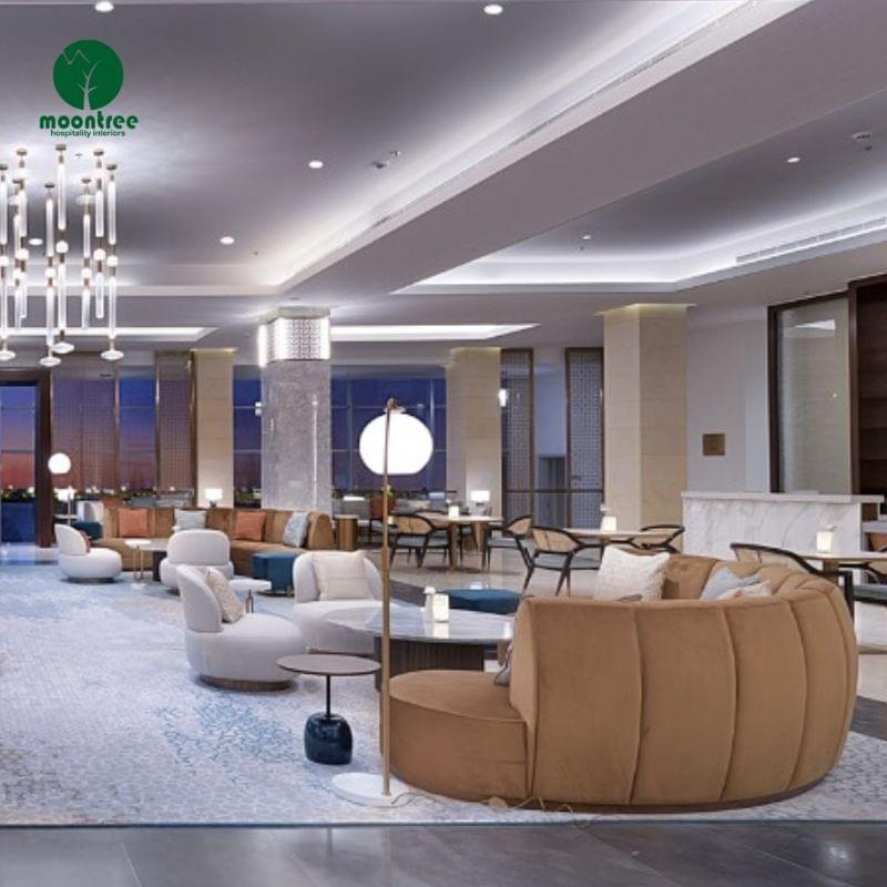 Contemporary Hotel Lobby Lounge Furniture | Custom Fixed & Loose Furniture for Hospitality