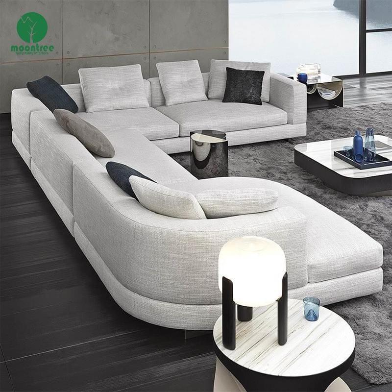 Moontree L-Shaped Curved Modular Sectional Sofa | Luxury Corner Sofa for Living Rooms & Hotel Lobbie