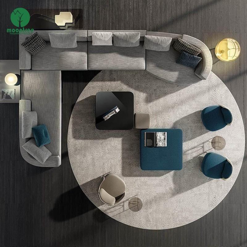 Moontree L-Shaped Curved Modular Sectional Sofa | Luxury Corner Sofa for Living Rooms & Hotel Lobbie