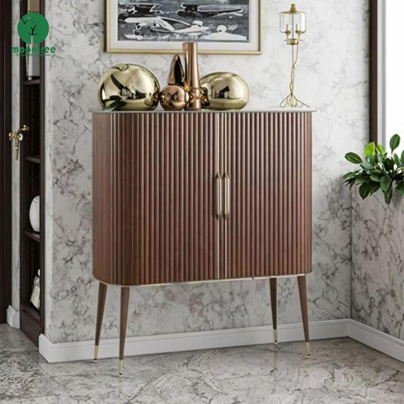 Light Wood Herringbone Hotel Wine Cabinet | Nordic Minimalist Style