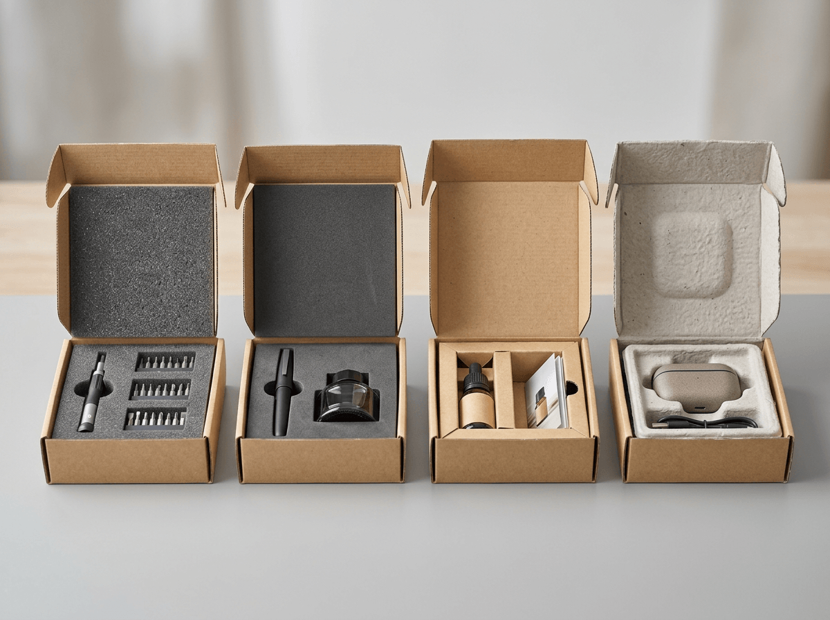 foam EVA paperboard and molded pulp packaging insert comparison