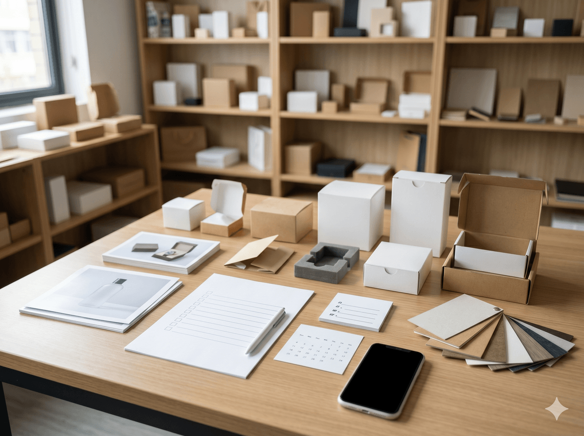 Custom packaging WhatsApp inquiry preparation with files dimensions and timeline