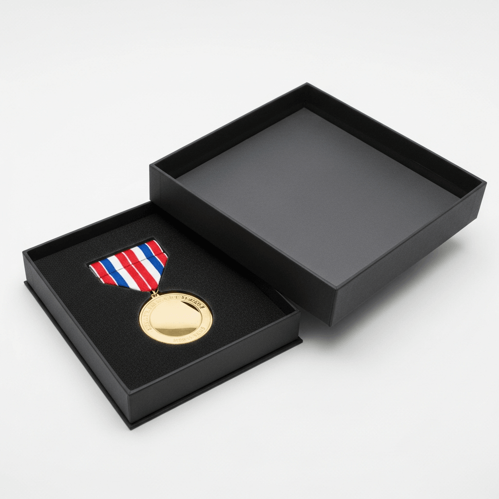 Lid and base medal box for sports awards and souvenirs