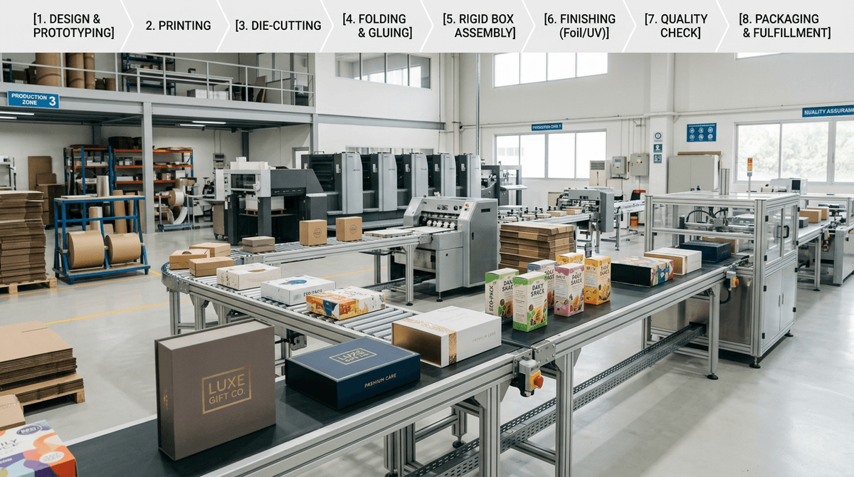 custom packaging production workflow steps