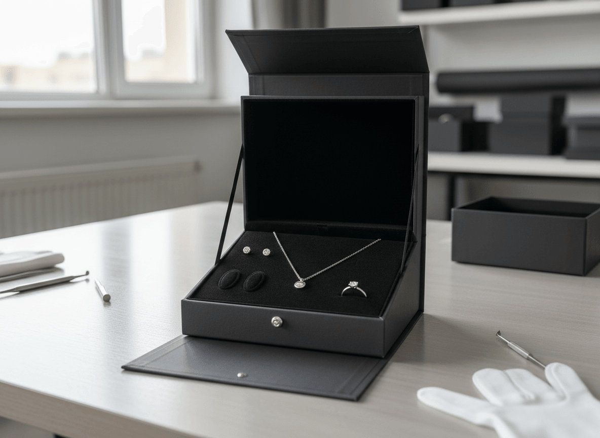Jewelry necklace insert layout inside magnetic rigid box