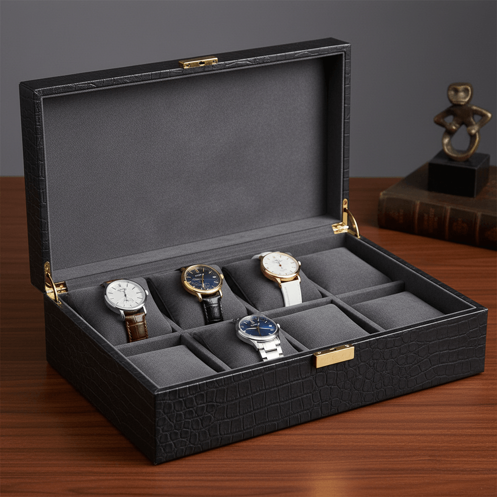 Collector multi watch storage box with individual pillows and unbranded watches