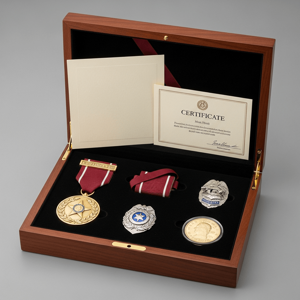 Certificate and commemorative gift set medal box