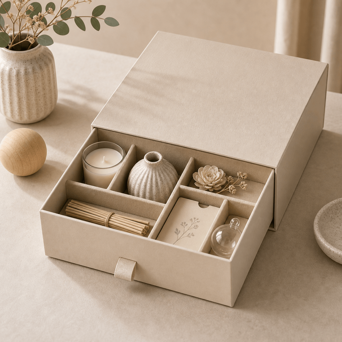 Partition compartment insert for candles diffusers ceramics and multi-piece home gift sets