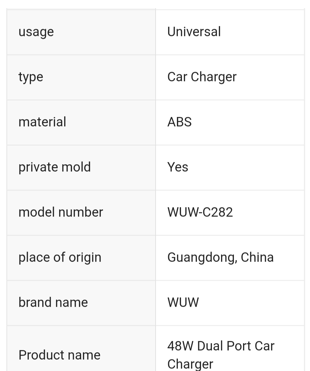 WUW  CAR SUPER-FAST ADAPTOR