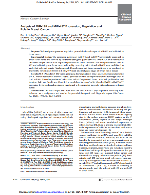 Clinical Cancer Research - SBS Genetech