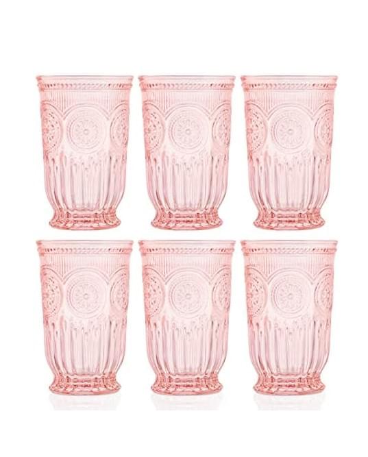 Set of 5 Vintage Pink Floral Dinner Plates