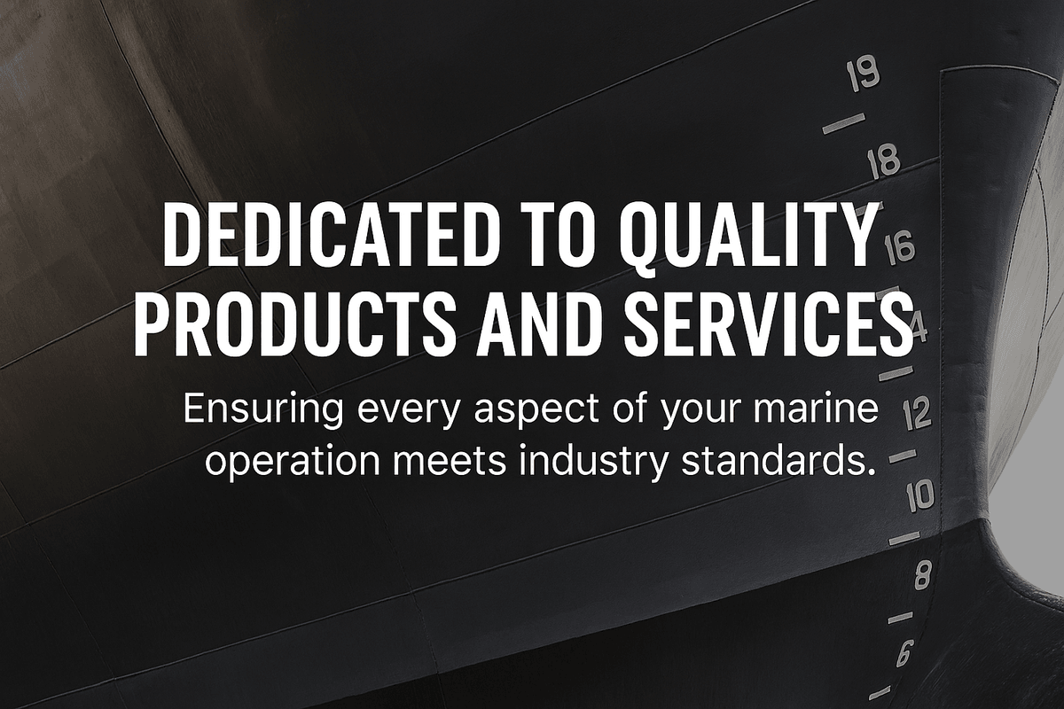 Banner text: Dedicated to quality products and services for marine operations
