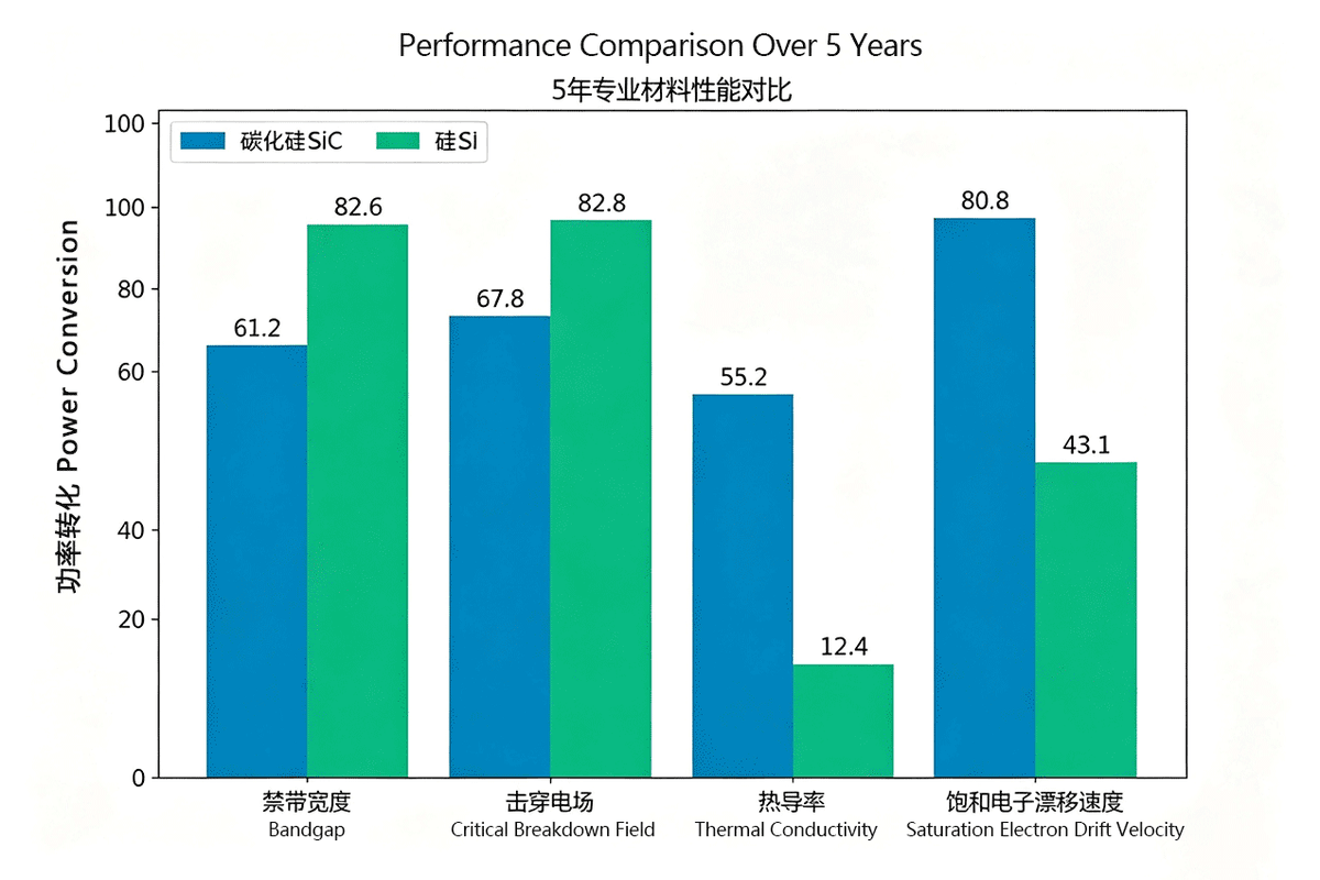 Key performance comparison between silicon carbide (SiC) and silicon (Si)