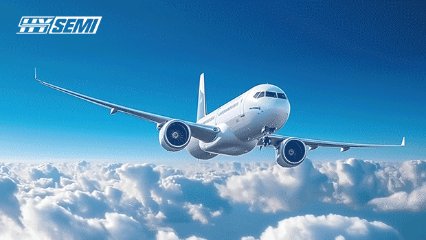 Blue sky, white clouds, airplane