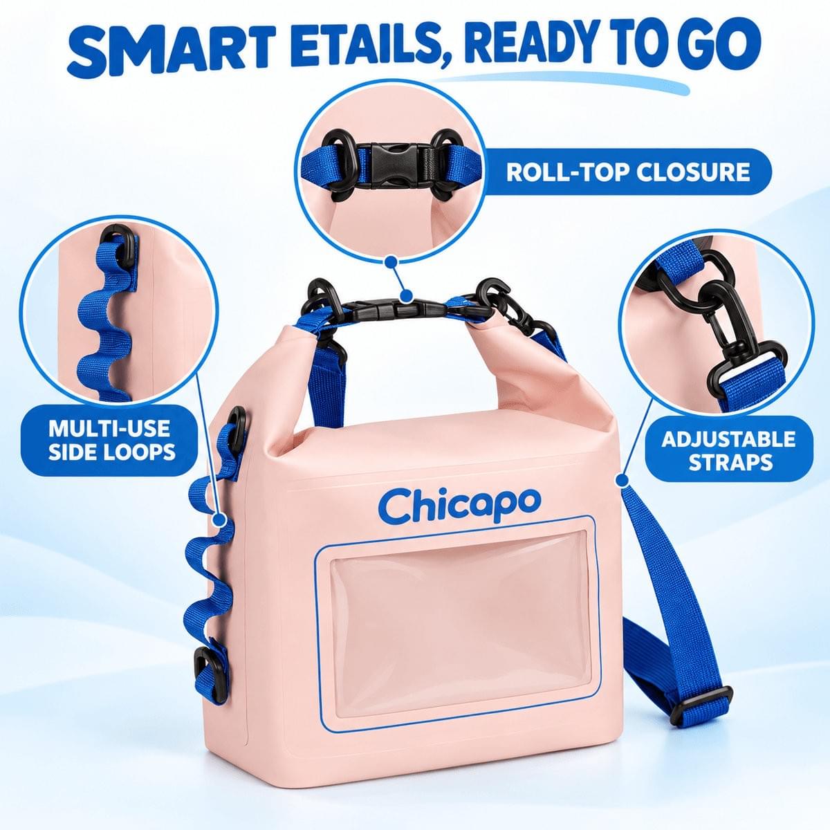 Chicapo Dry Bag Waterproof Backpack with Phone Screen 10L