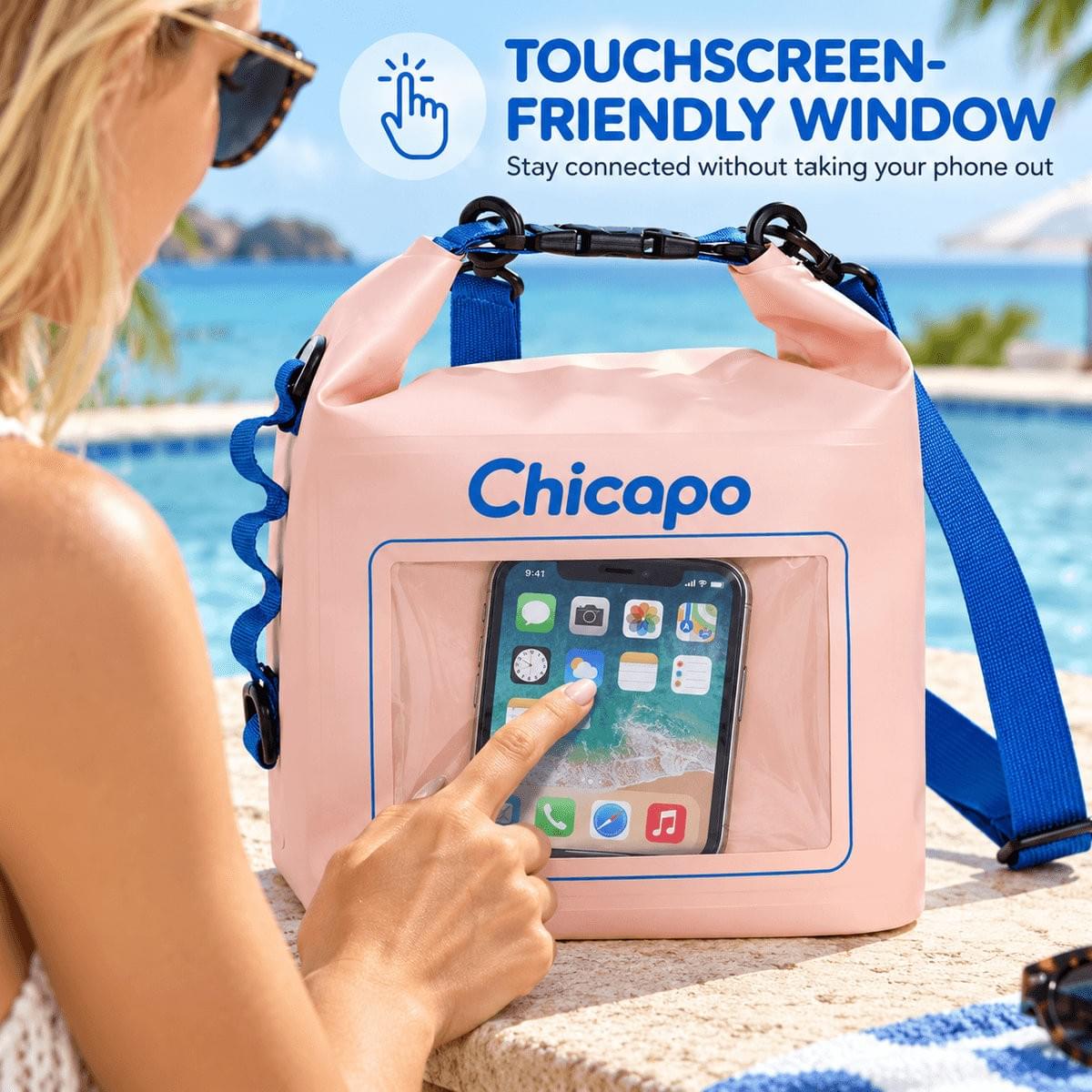 Chicapo Dry Bag Waterproof Backpack with Phone Screen 10L