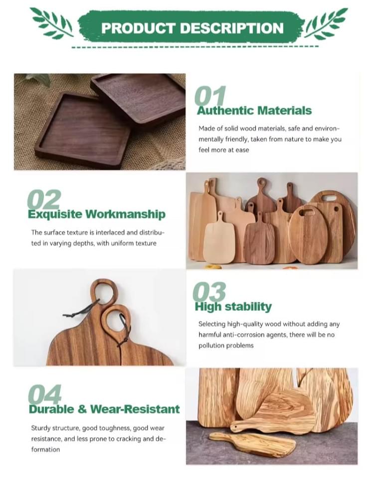 6_7_8_9_10_11_12 Inch Custom Durable Round Wooden Pizza Paddle Serving Tray Wooden Cutting Board - B