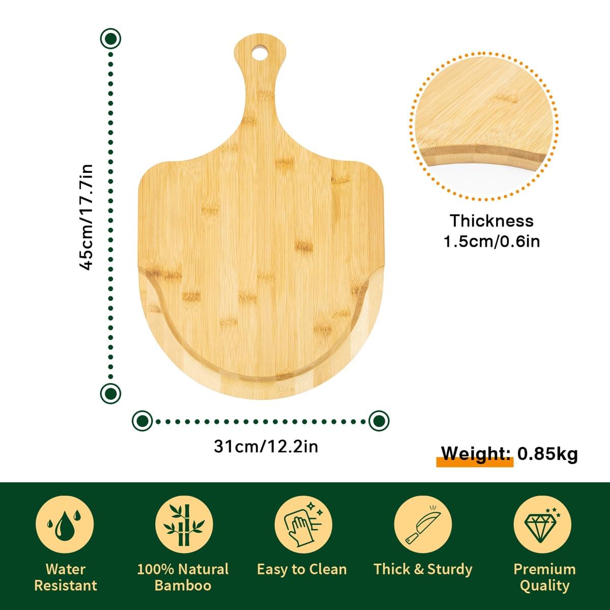 6_7_8_9_10_11_12 Inch Custom Durable Round Wooden Pizza Paddle Serving Tray Wooden Cutting Board - B