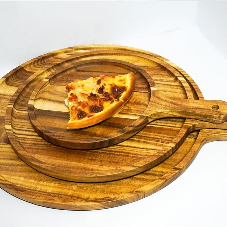 6_7_8_9_10_11_12 Inch Custom Durable Round Wooden Pizza Paddle Serving Tray Wooden Cutting Board - B