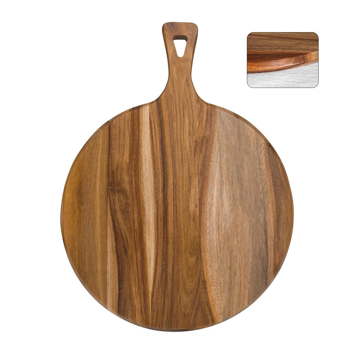 Pizza board [in stock] pizza cutter, steak tray, acacia wood cutting board, round, thickened, baked