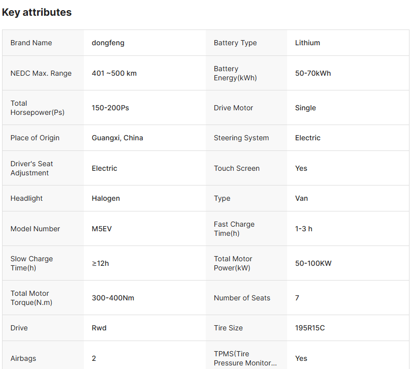 Dongfeng New Model M5 EV Green Power Electric MPV High Quality 450 Long Range Van With Best Seller O