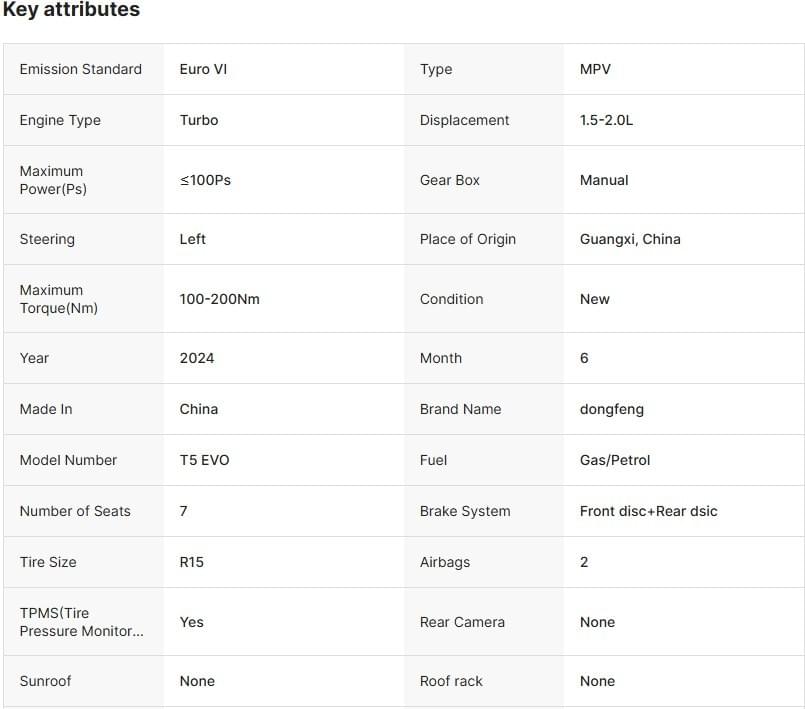 Dongfeng Mini MPV Cars Forthing M5 Directly Supplied China New M5 MPV Light Interior Single R15