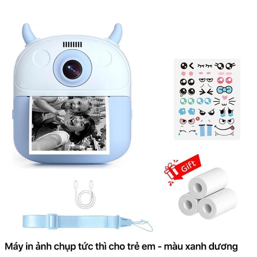 [Tặng Kèm Giấy In] Máy Ảnh, Chụp Và In Ảnh Cho Trẻ Em | Pin 1300mAh | In Ảnh Lấy Liền