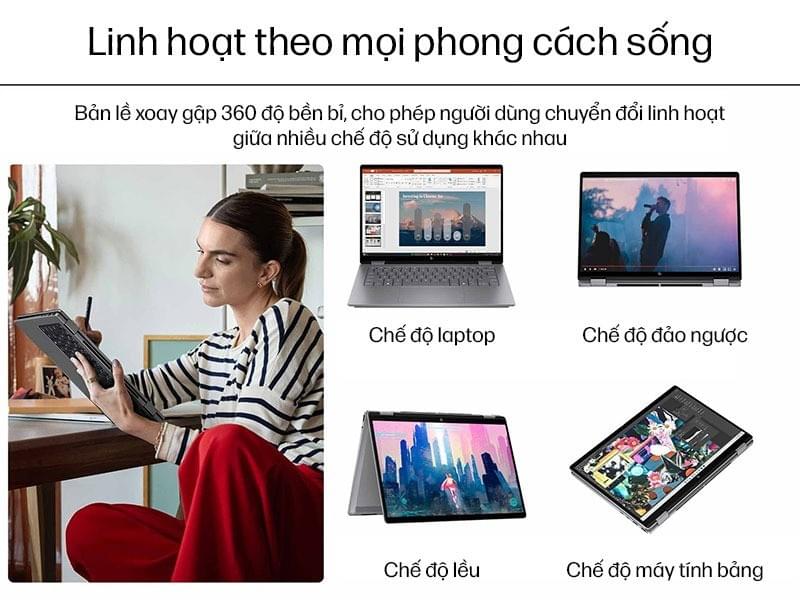 [SieuthiMediaMart] Laptop HP OmniBook X Flip 14-fm0088TU BZ7Q2PA _Ultra 5-226V_16GB_512GB _14_2K Tou