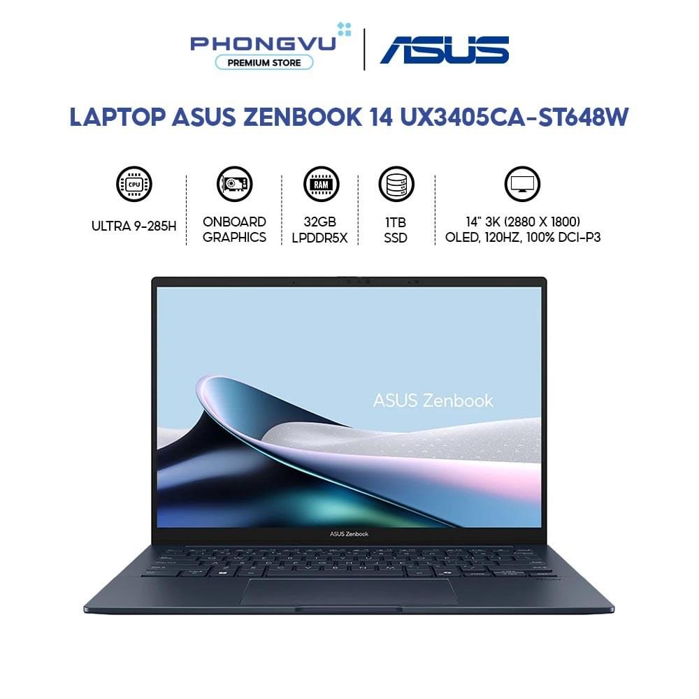 Laptop Asus Zenbook 14 UX3405CA-ST648W (Xanh) - Ultra 9 285H _ 32GB _ 1TB SSD _ 14_ 3K OLED - Bảo Hà