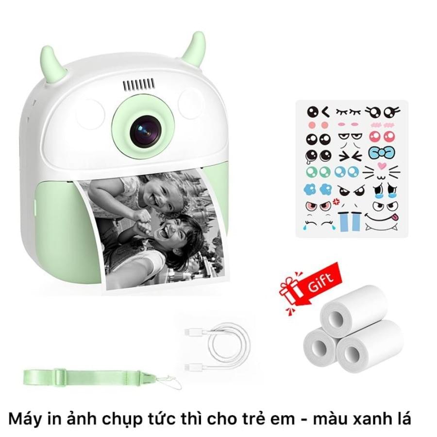[Tặng Kèm Giấy In] Máy Ảnh, Chụp Và In Ảnh Cho Trẻ Em | Pin 1300mAh | In Ảnh Lấy Liền