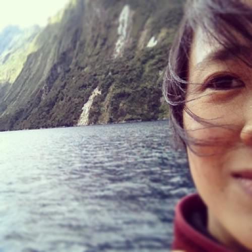 Selfie on the ferry in New Zealand. Selfie on the ferry in New Zealand.