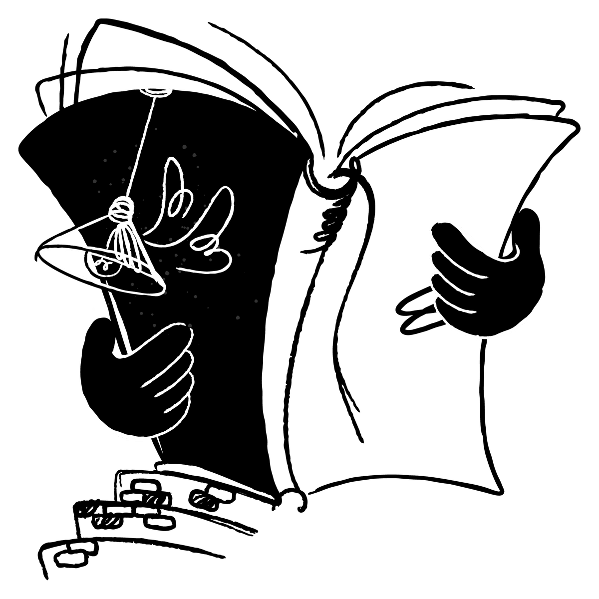 Absurdist doodle of a book held open with two hands. There is a ceiling lamp with wings attached to the back cover. There are a series of brick steps leading up to the bottom left edge of the book. Absurdist doodle of a book held open with two hands. There is a ceiling lamp with wings attached to the back cover. There are a series of brick steps leading up to the bottom left edge of the book.