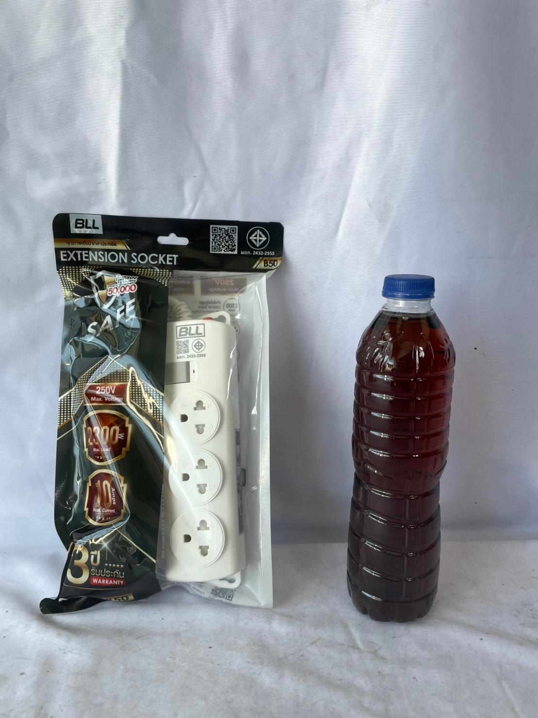 สินค้า,รายละเอียด B50 ปลั๊กทางไฟ 3หัว (1 สวิตช์ 3 ช่องเสียบ) สีขาว 3 เมตร