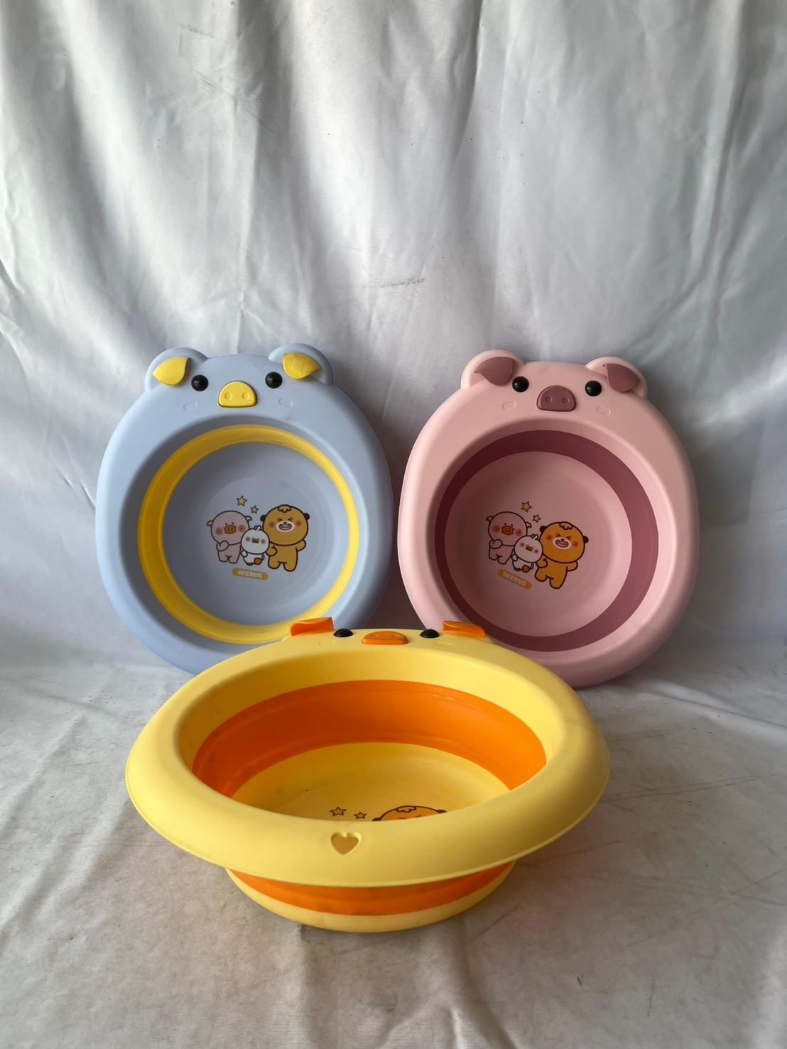 อ่างพับรูปหมูน่ารัก คละสี NO.1607 (จีน) (60)